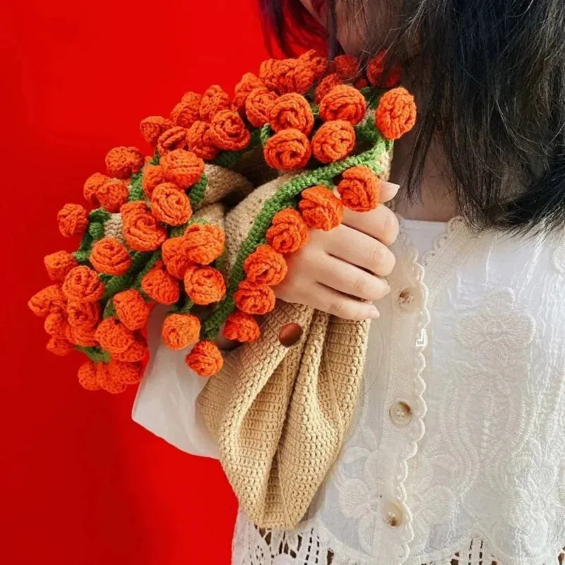 Hand-Knitted Rose Blanket DIY Kit & Ready-Made Gift for Mother's Day