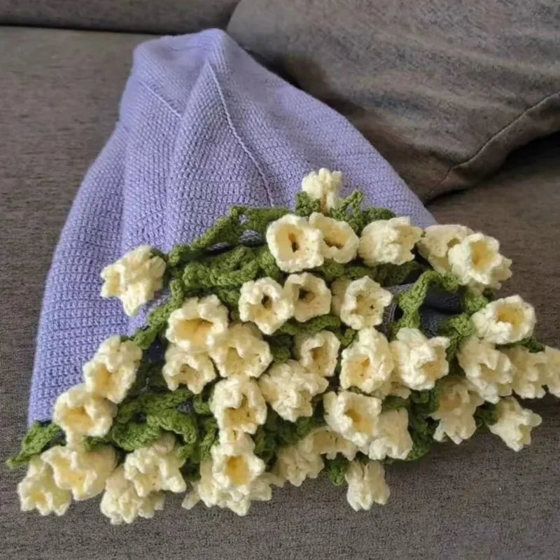Hand-Knitted Rose Blanket DIY Kit & Ready-Made Gift for Mother's Day