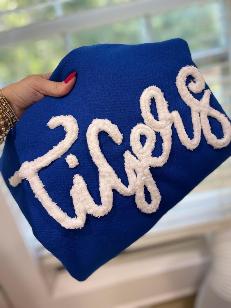 Team Sport Sweatshirt, Yarn embroidered sweatshirt, spirit shirt, Tigers Sweatshirt, 3D embroidery, Mascot Team Top