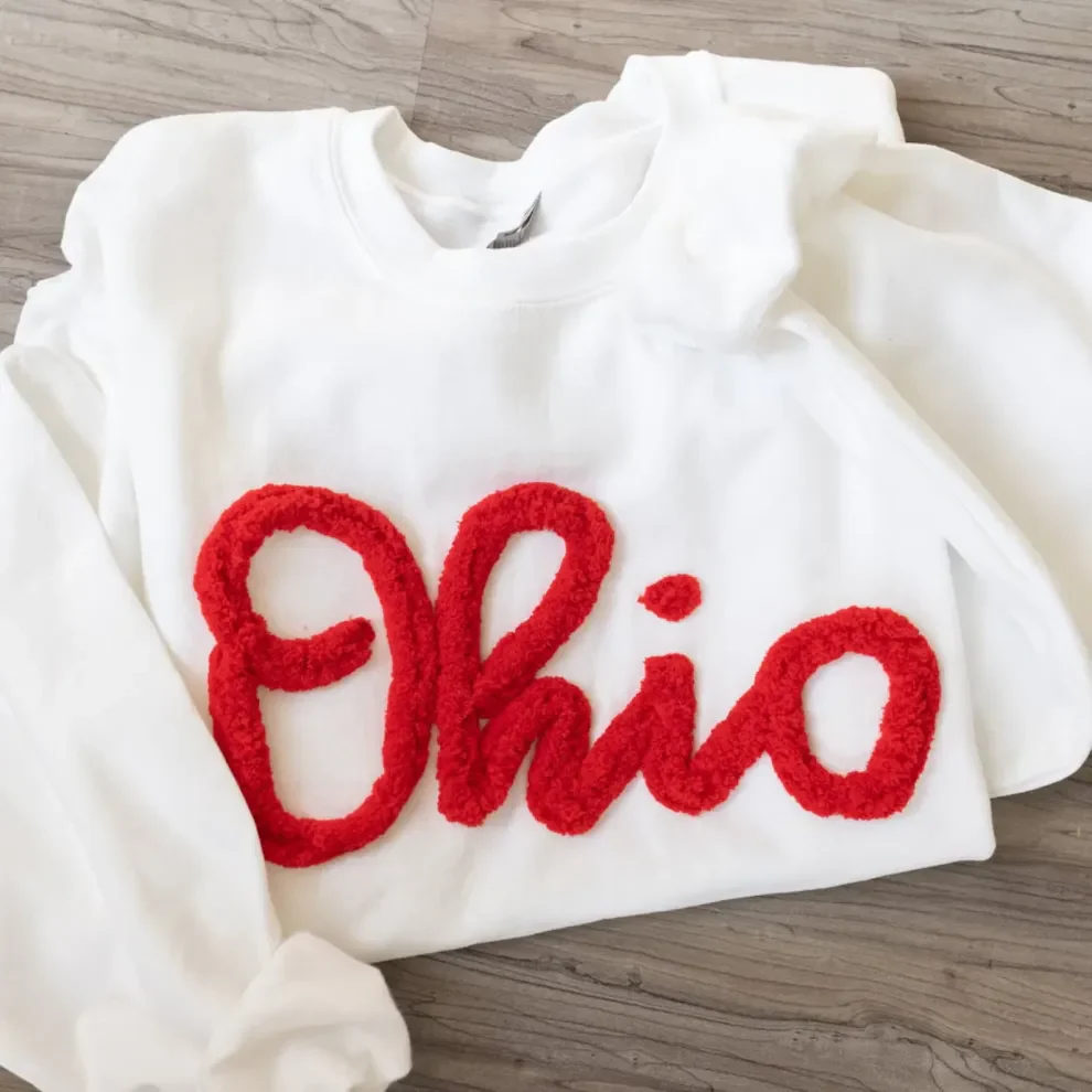 Ohio Pullover, Chenille Embroidered Sweatshirt, Team Sweatshirt, OH Pullover, School Mascot