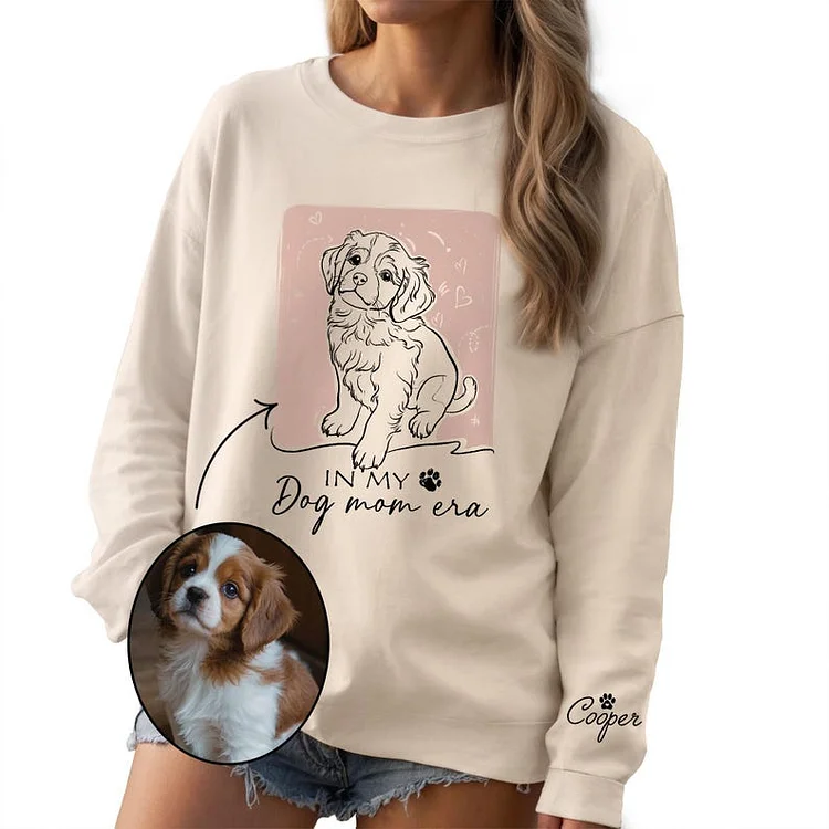 Custom Pet Portrait Hoodie & T-shirt & Sweatshirt – In My Dog Mom Era