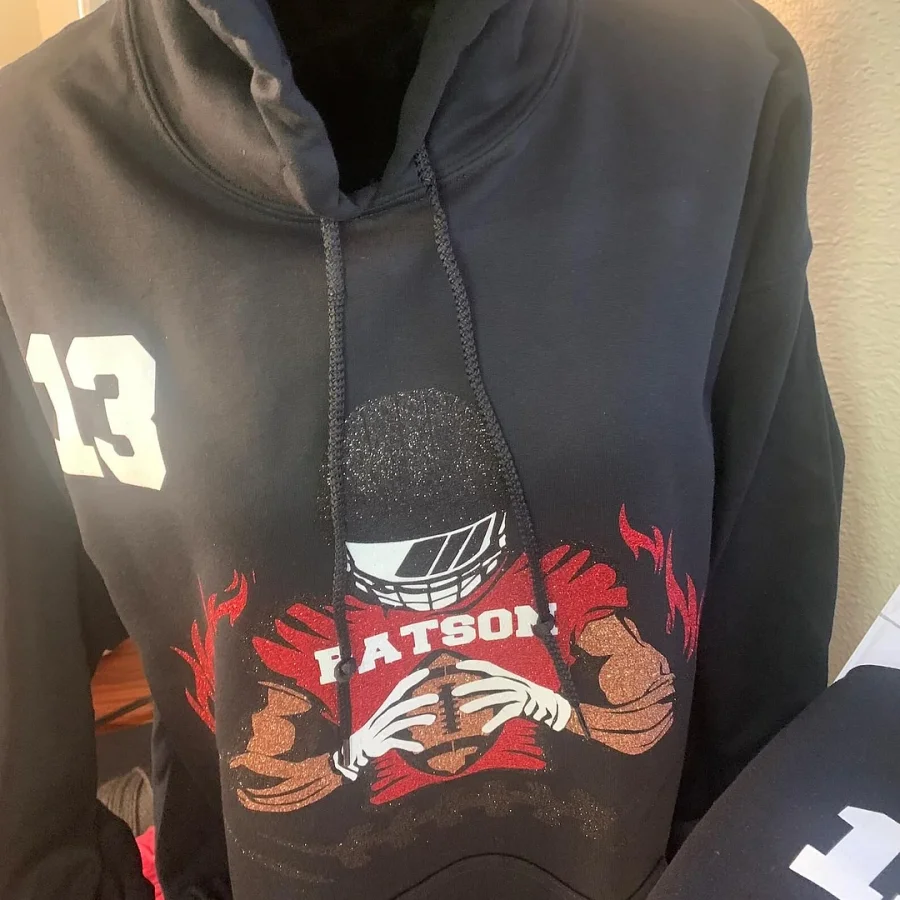 🏈 Shine on Game Day - Custom Glitter Football T-Shirt Sweatshirt