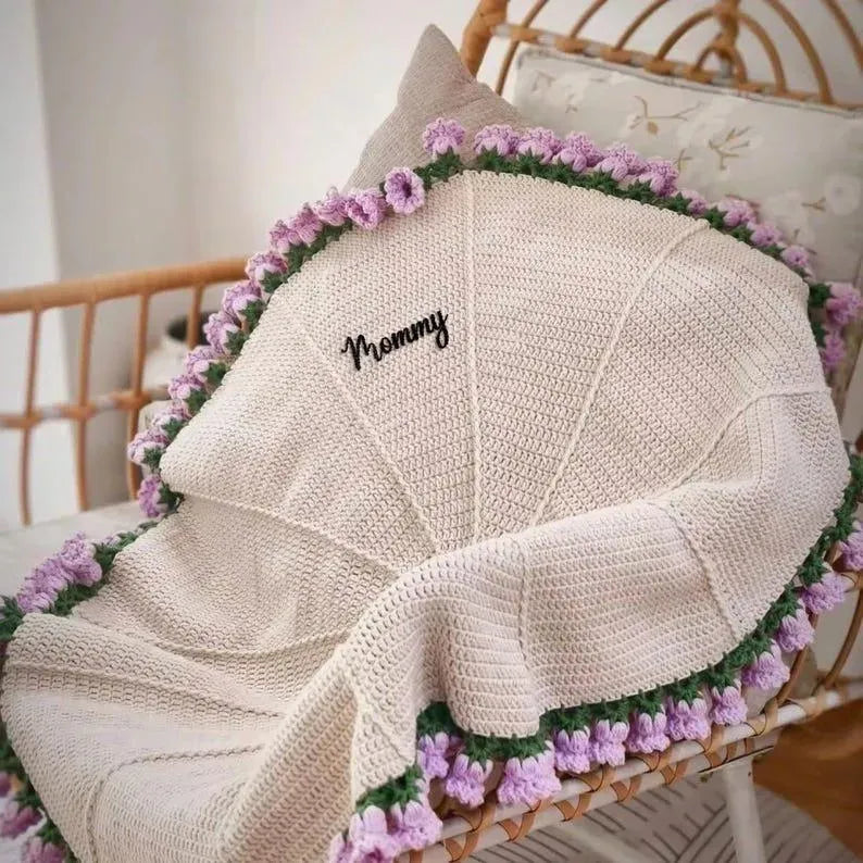 Hand-Knitted Rose Blanket DIY Kit & Ready-Made Gift for Mother's Day