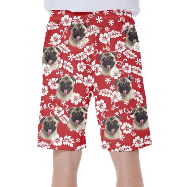 Custom Hawaiian Short With Dog Face Beach Short Hawaiian Beach Short