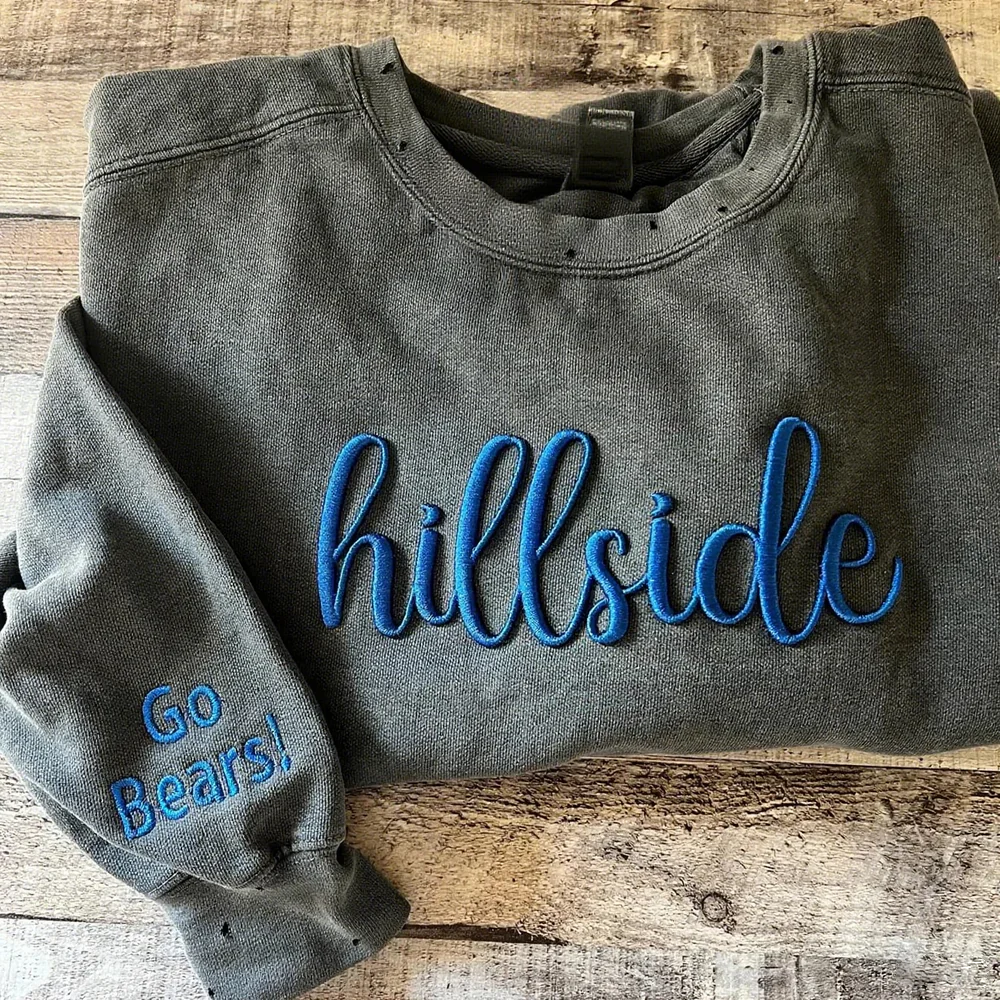 VINTAGE 3D Embroidery Custom Embroidered Hand Distressed Sweatshirt