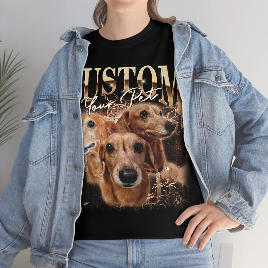 Custom Photo Vintage Tee For Pet Lover