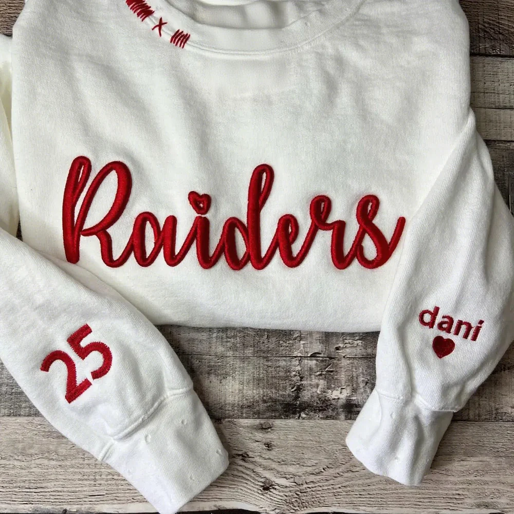 VINTAGE 3D Embroidery Custom Embroidered Hand Distressed Sweatshirt