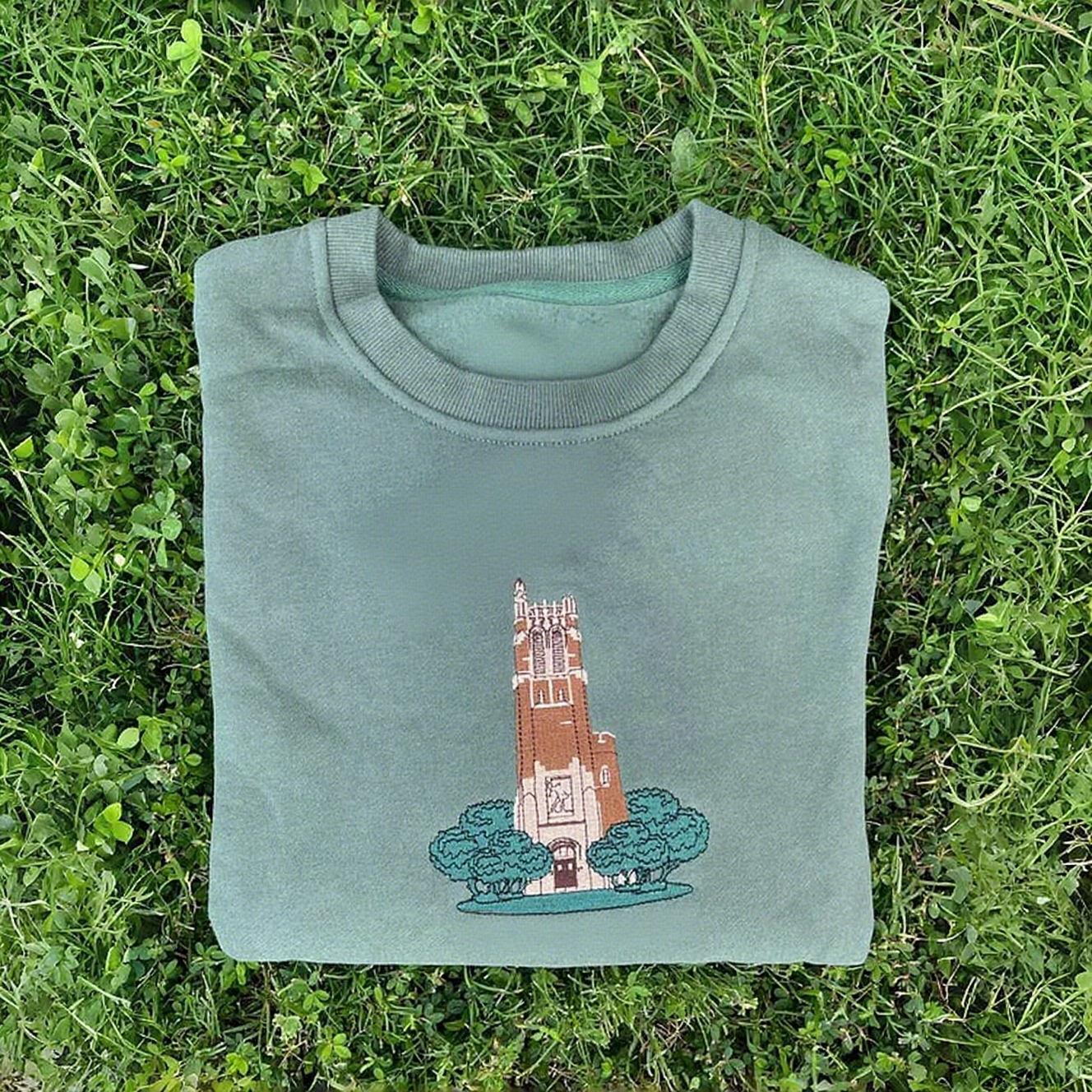 Custom Embroidered ANY State or University Iconic Buildings Crewneck, Hoodie, T-shirt