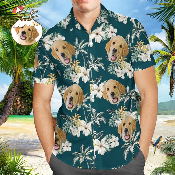 Custom Hawaiian Shirt with Pet Face Vintage Hawaiian Beach Shirts Gifts for Pet Owner Gifts for Pet Lover