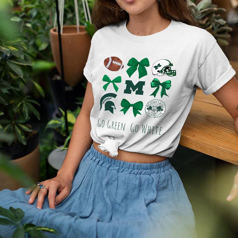 “College Team Spirit” Sporty Bow Graphic Tee