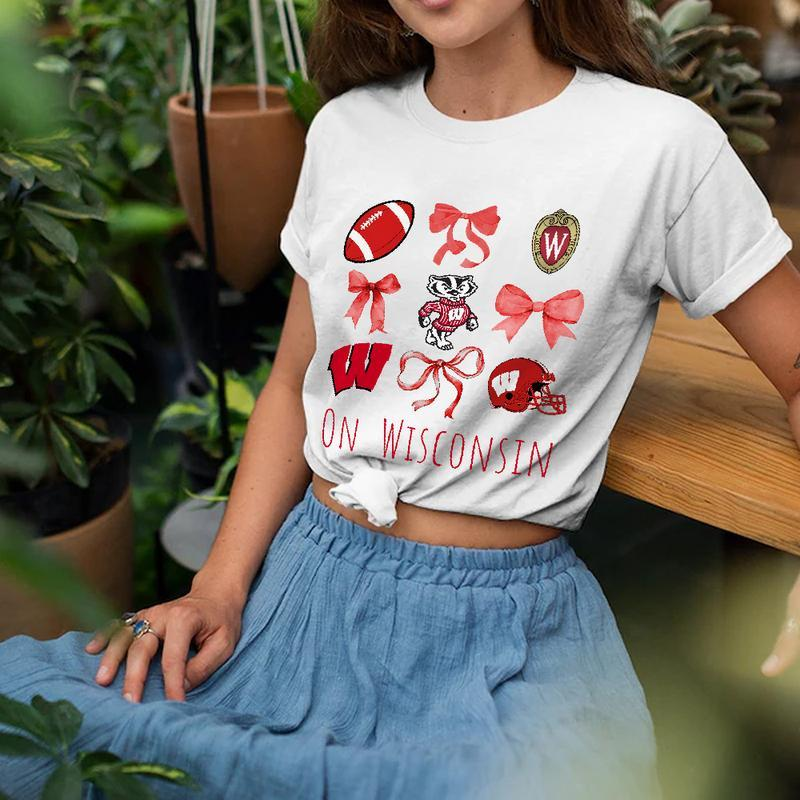 “College Team Spirit” Sporty Bow Graphic Tee