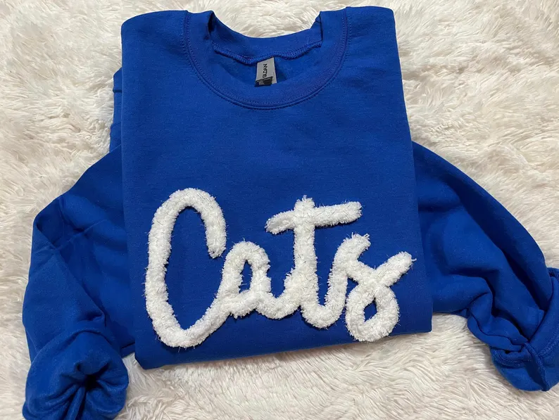 Cats Royal Chenille yarn sweatshirt, embroidery, chenille yarn, wildcats, Kentucky sweatshirt, cats chenille sweatshirts, wildcat pride