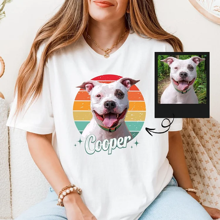 Custom Dog Portrait Hoodie/T-Shirt - Vintage Style with Name & Photo