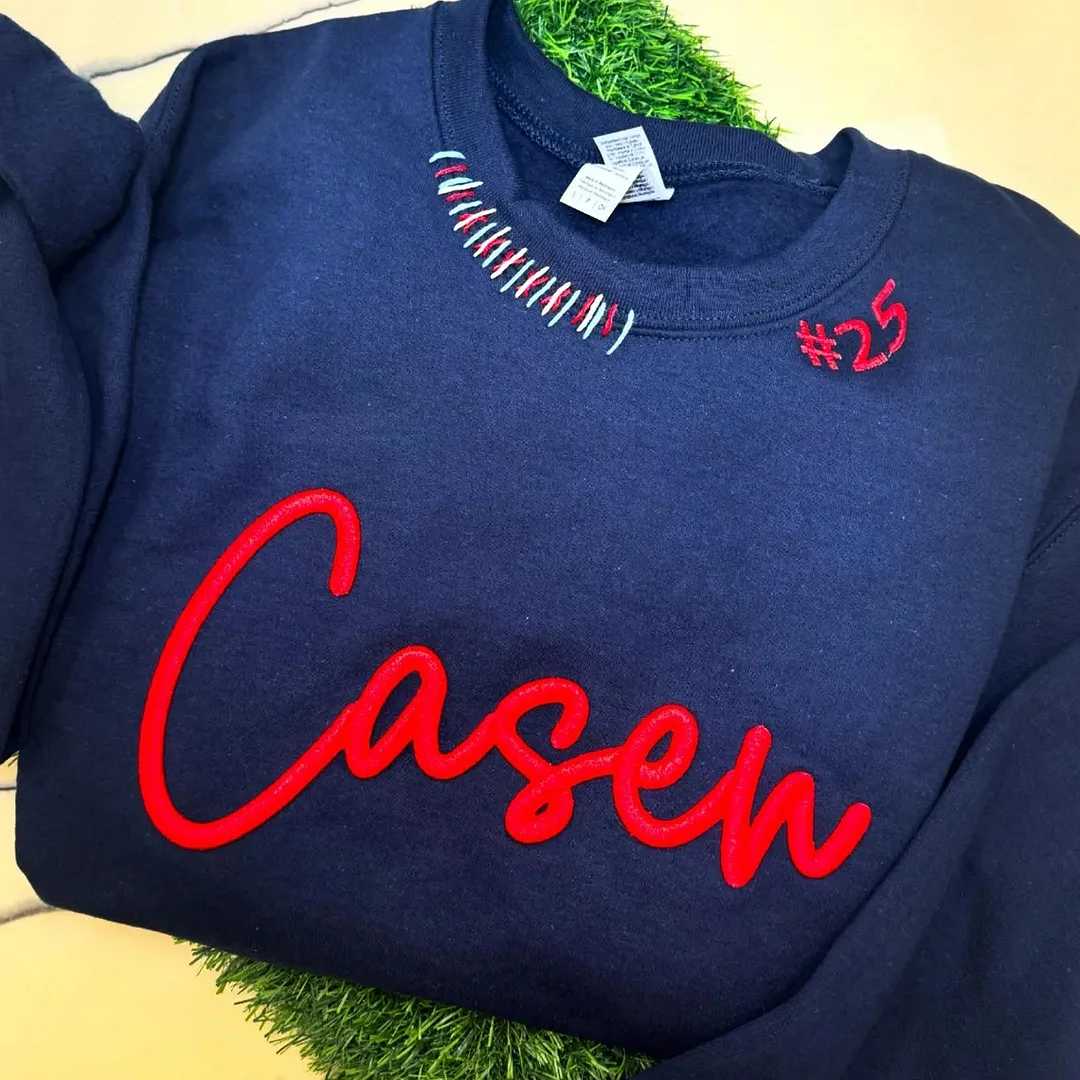 VINTAGE 3D Embroidery Custom Embroidered Hand Distressed Sweatshirt