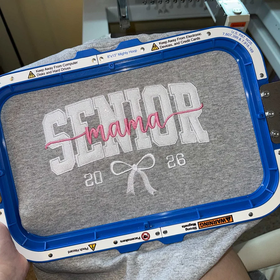 Custom Embroidered Glitter SENIOR Mama T-shirt & Sweatshirt & Hoodie with Child's Name Embroidered