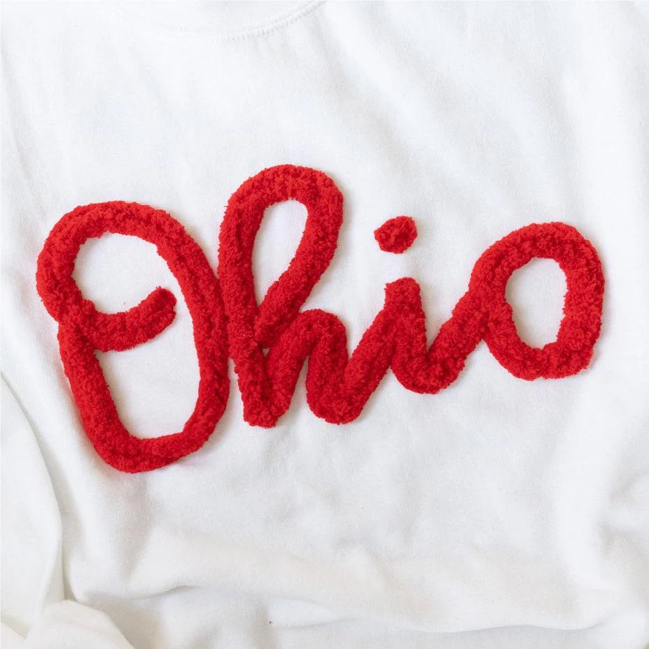 Ohio Pullover, Chenille Embroidered Sweatshirt, Team Sweatshirt, OH Pullover, School Mascot