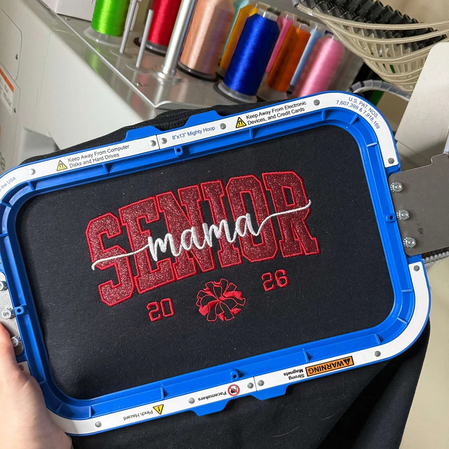 Custom Embroidered Glitter SENIOR Mama T-shirt & Sweatshirt & Hoodie with Child's Name Embroidered