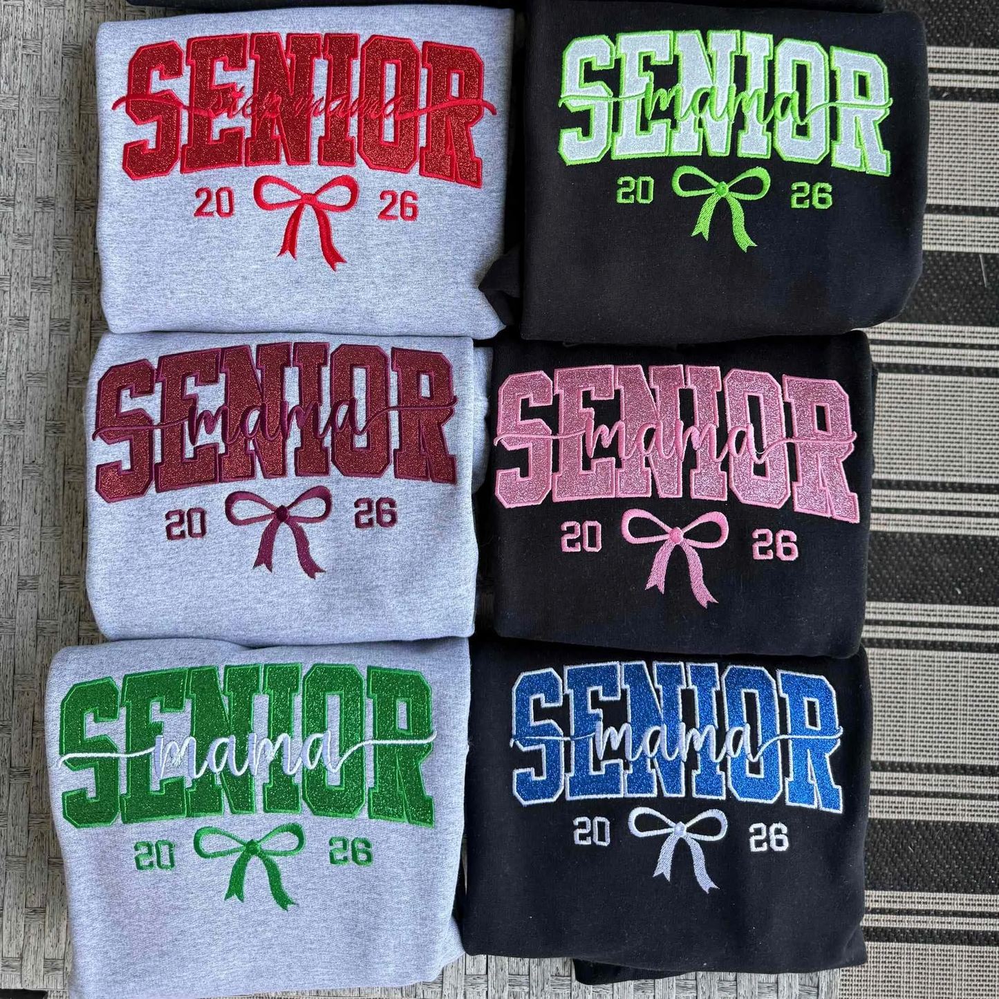 Custom Embroidered Glitter SENIOR Mama T-shirt & Sweatshirt & Hoodie with Child's Name Embroidered