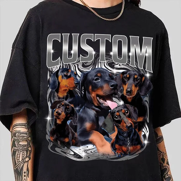 Vintage Bootleg Pet Shirt Pet Photo + Name Custom Dog Portrait T-Shirt Sweatshirt Hoodie