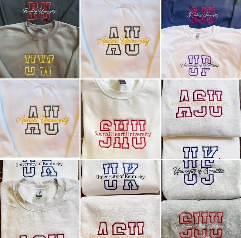 Custom Embroidered College Sweatshirt, University Sweatshirt, School Spirit Personalized Sweatshirt