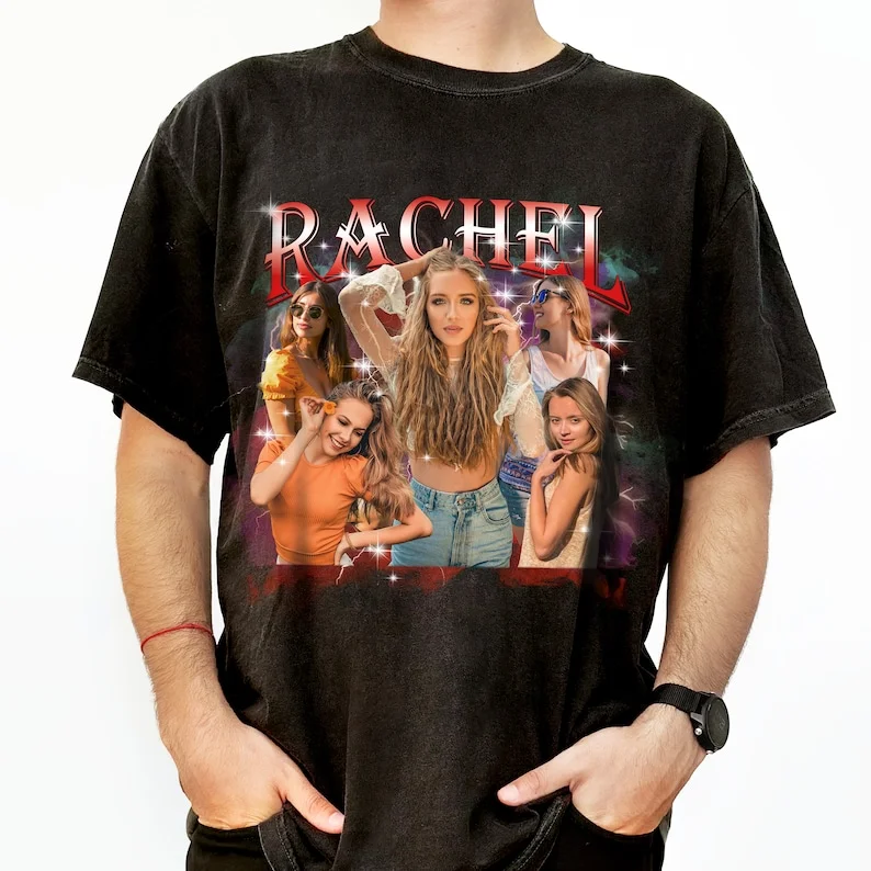 Custom Girlfriend T-Shirt, Personalized Face Photo Tee Bootleg Rap Style Shirt