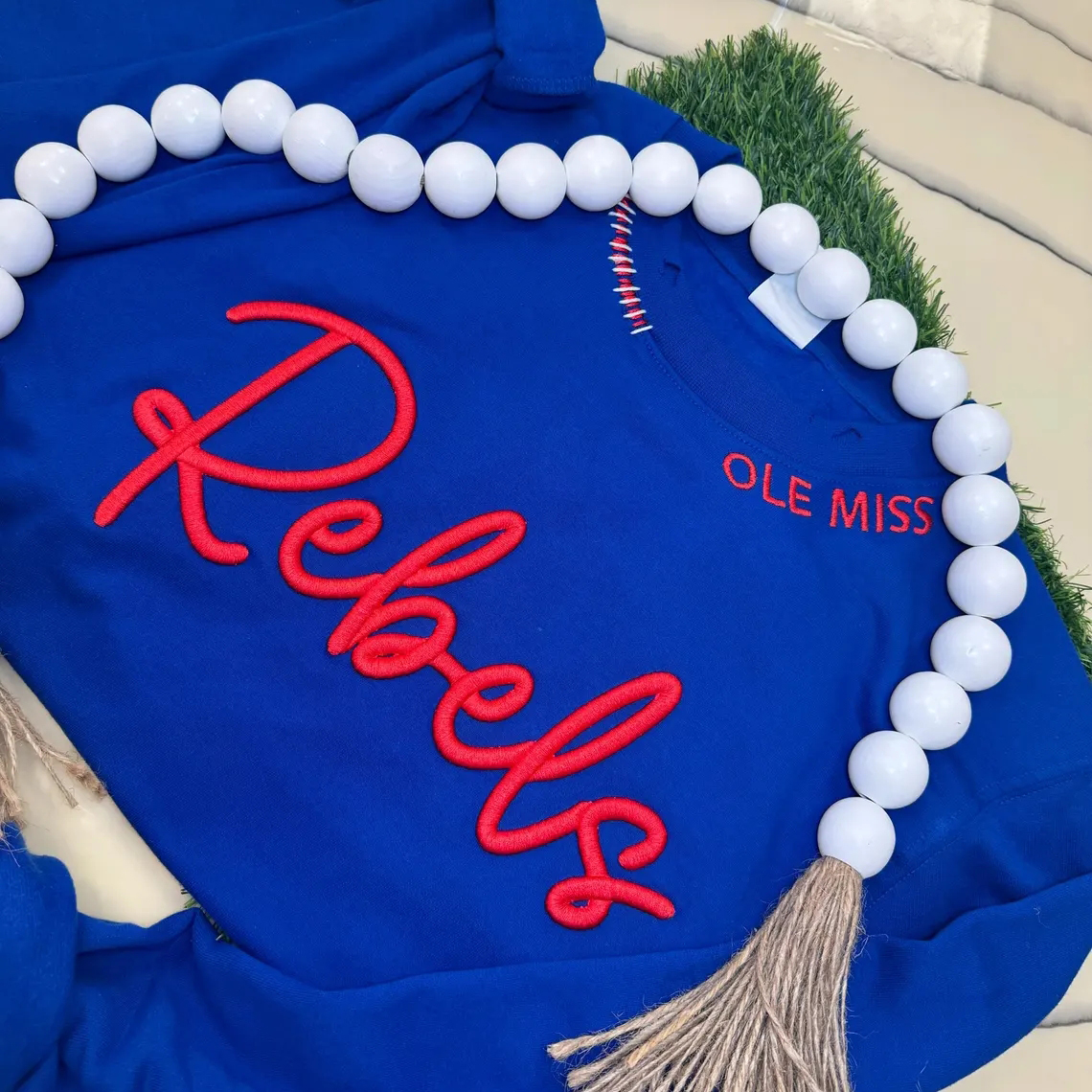 VINTAGE 3D Embroidery Custom Embroidered Hand Distressed Sweatshirt