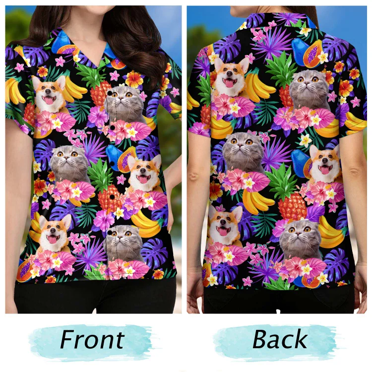 Custom Photo Funny Family Pet Tropical - Personalized Custom Hawaiian Shirt