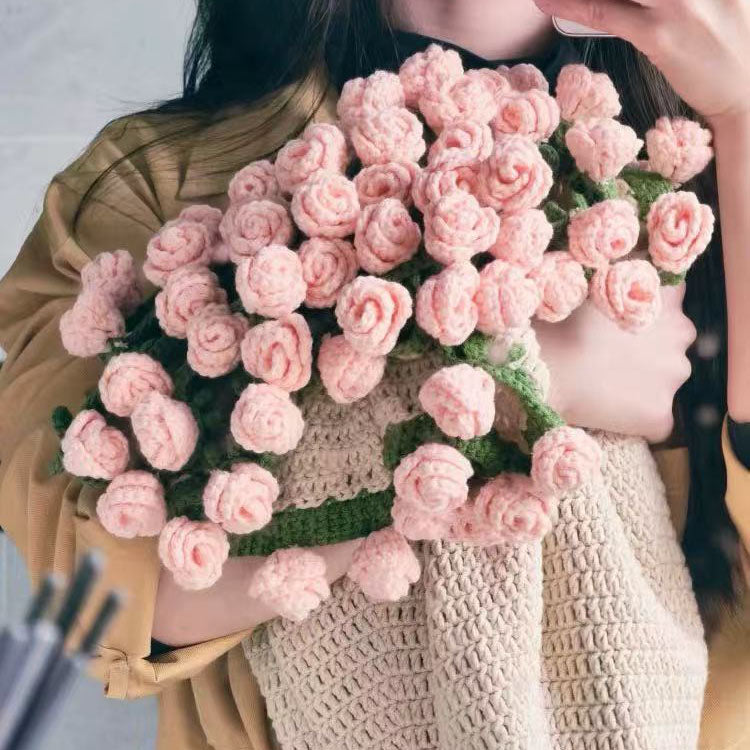 Hand-Knitted Rose Blanket DIY Kit & Ready-Made Gift for Mother's Day