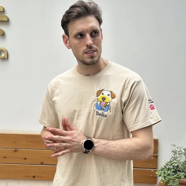 🐶🐱 Custom Pet Portrait Embroidered T-shirt / Sweatshirt